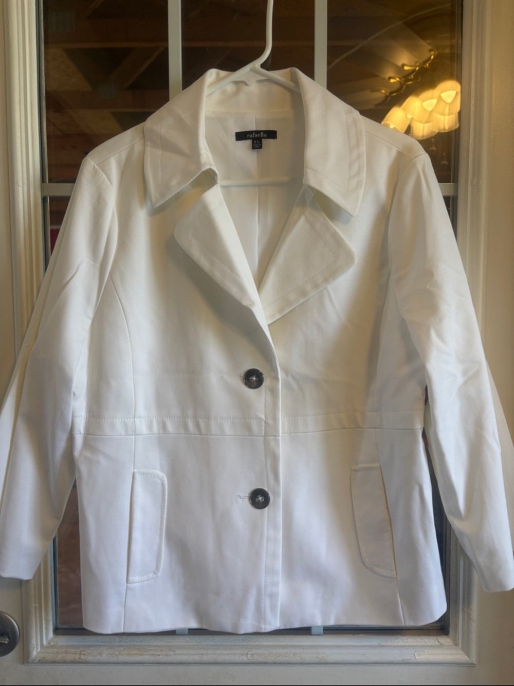 Rafaella White Cotton-Blend Single-Breasted Trench Jacket